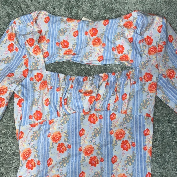 Free People Center Stage Open Back Floral Stripe Long Sleeve Printed Bodysuit - Picture 5 of 7